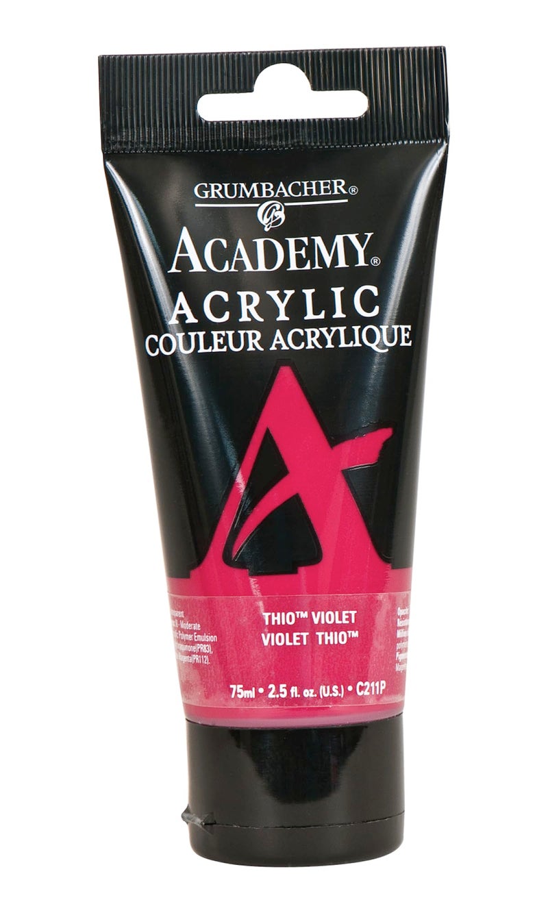 GRUMBACHER Academy Acrylic Paint Thio Violet, Size: 254 oz (C211P), 75ml - Image 1